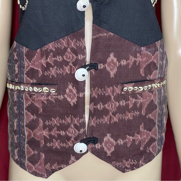 Vintage 90’s Real Sea Shell Indonesian Bohemian Vest Large - Picture 4 of 8